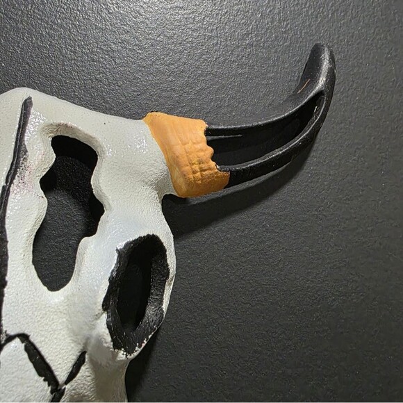 Cast Iron Metal Longhorn Steer Cow Skull Wall Plaque Rustic Western Desert - Picture 5 of 9